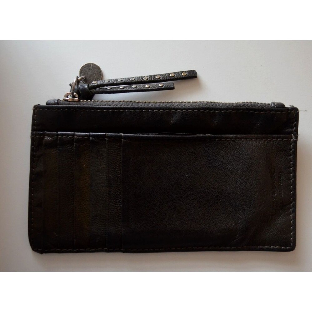 Lucky Brand Soft Leather Black Wallet With Zipper Slots for Cards Cash Pocket
